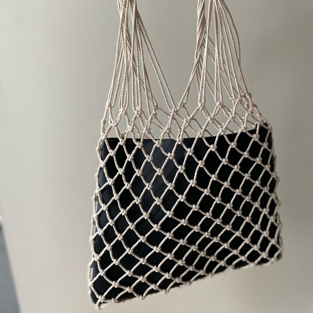 Woven Vegan Leather Net Bag